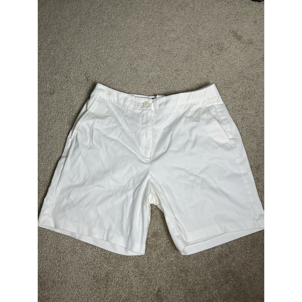 Tara Jones White Bermuda Shorts Women’s Size 8 Cotton Spandex Flat Front Chino